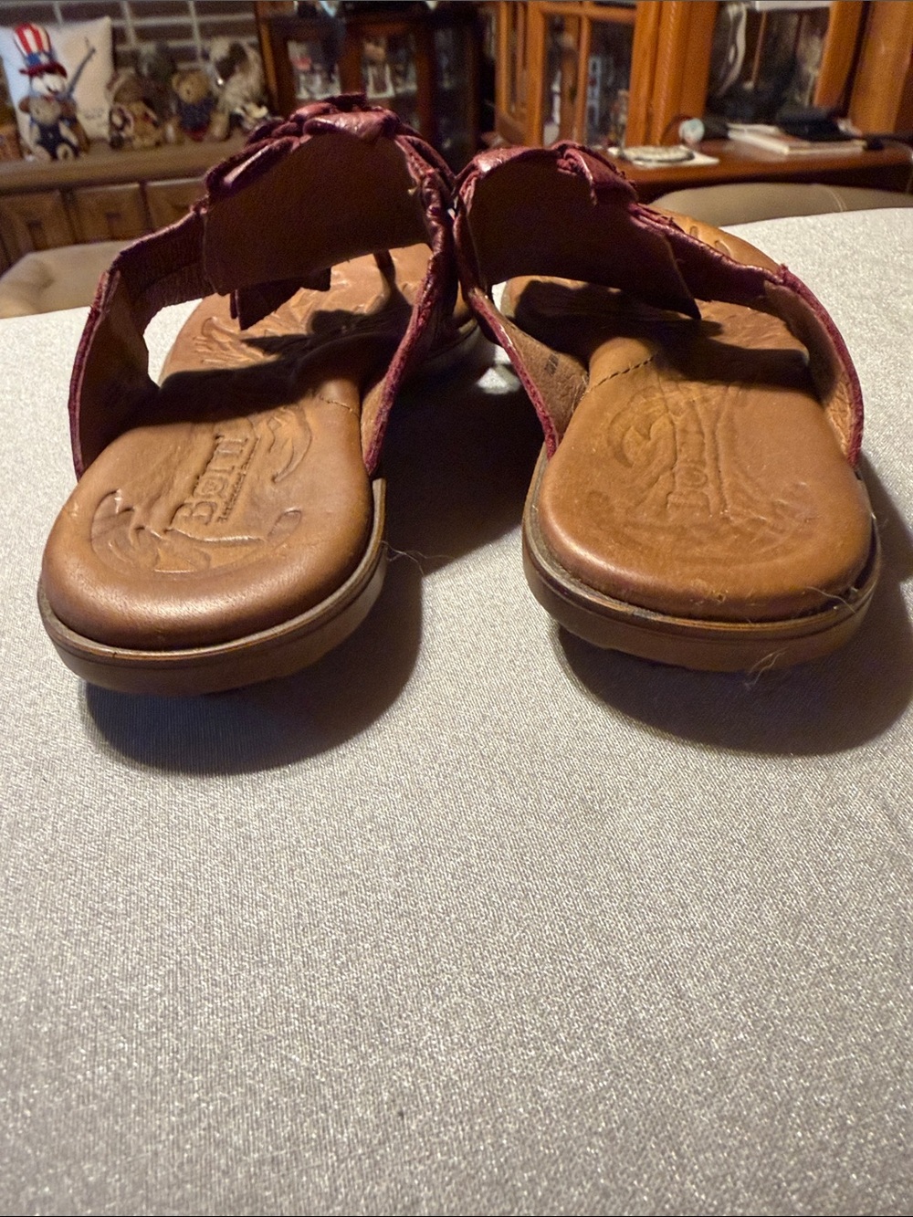 Women's Born Floral Thong Sandal - Burgundy - Picture 3 of 6